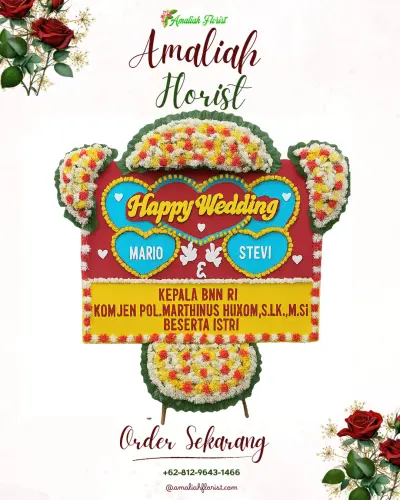 Karangan Papan Bunga Pernikahan di Klapa
